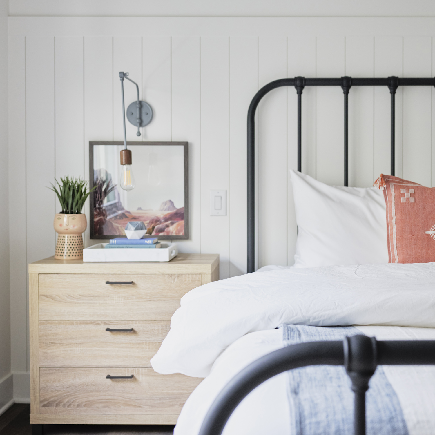 Downtown Minimalist Wooden Socket Swing Arm Sconce | Photo Courtesy of Early Avery - Rafterhouse and Roehner+Ryan